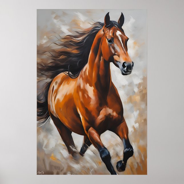 Pôster | Cavalo | Estilo de pintura a óleo (Frente)
