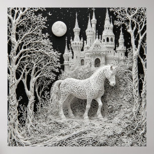 Poster Cavalo Etéreo e Castelo Encantado