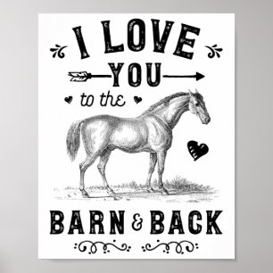 Poster Cavalo Eu Te Amo Ao Celeiro E Às Raparigas De Trás
