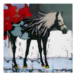 Pôster Cavalo Floral