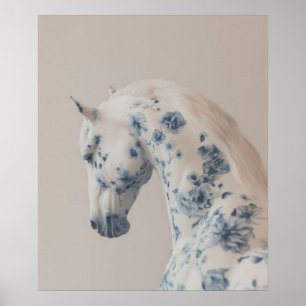 Poster Cavalo Floral em Pastéis Suaves