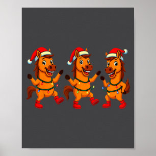 Poster Cavalo Fofo Chapéu de Papai Noel Luzes Dançantes N