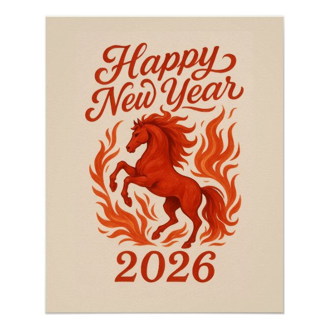 Pôster Cavalo Fogo Chinês 2026 (Frente)