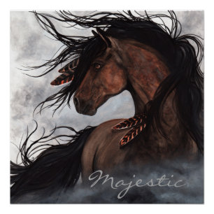 Pôster Cavalo fumarento majestoso pelo poster de Bihrle