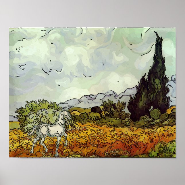 Poster Cavalo, Homage Van Gogh (Frente)