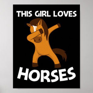 Poster Cavalo legal Para Meninas Crianças Que Dabbing Pon