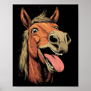 Poster Cavalo legal Que Mostra Cavalos De Língua Que Anda