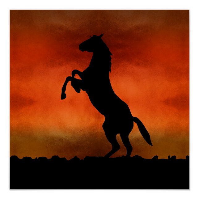 Pôster Cavalo Livre Ao Pôr-do-Sol (Frente)