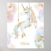 Cavalo Mágico Rosa & Dourado Nome Meninas