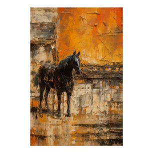 Pôster Cavalo Majestoso em Abstrato Sunset