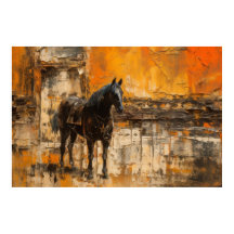 Cavalo Majestoso em Abstrato Sunset