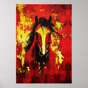 Poster Cavalo Majestoso - Espírito Fiery em Dourado e Ver