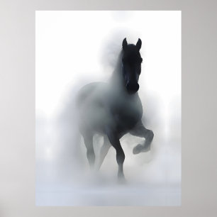 Poster Cavalo Majestoso na Névoa – Abstrato Minimalista