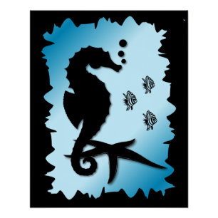 Pôster Cavalo-marinho ao Azul