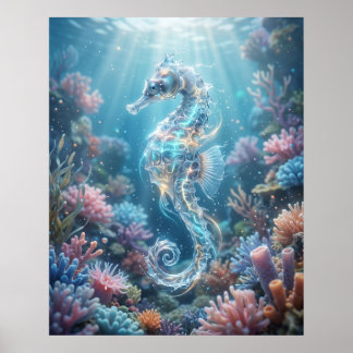 Poster Cavalo-Marinho Oceano Coral Deriva