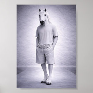 Poster Cavalo Mínimo em Roupa Moderna Casual