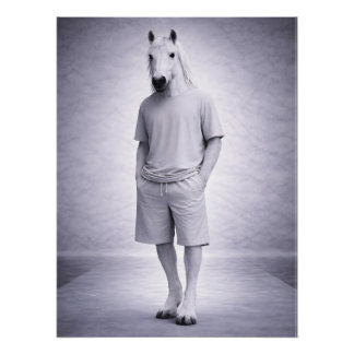 Pôster Cavalo Mínimo em Roupa Moderna Casual