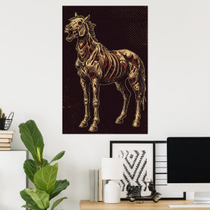 Poster Cavalo Morto-Vivo em Fundo Gótico Escuro