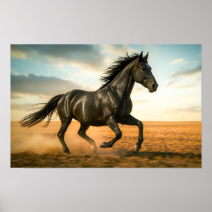 Poster Cavalo Negro Correndo