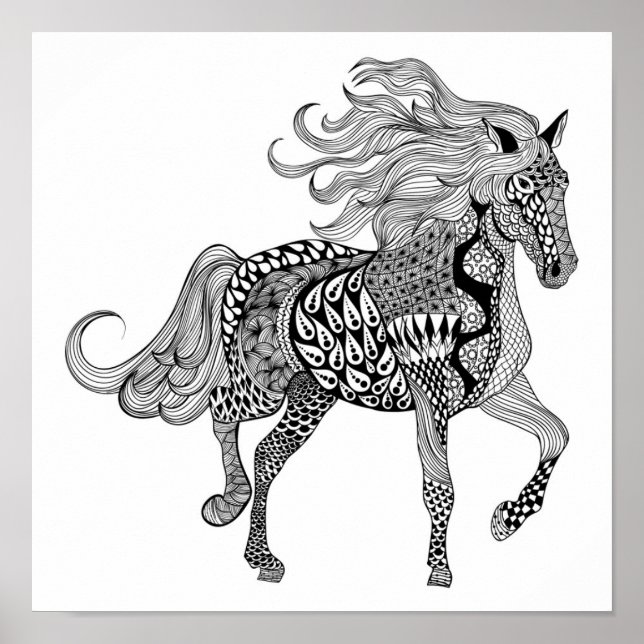 Pôster Cavalo Negro Inspirado 2 (Frente)