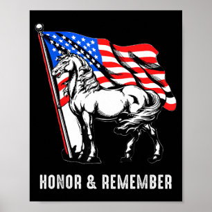 Poster Cavalo Patriótico Honrar Lembrar Bandeira American