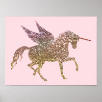 Cavalo Pegasus Unicórnio Brilho Dourado da Moda