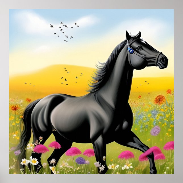 Poster Cavalo Preto Majestoso (Frente)