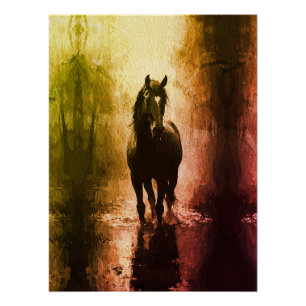 Pôster Cavalo Preto Místico – Fantasia Equina Sombria