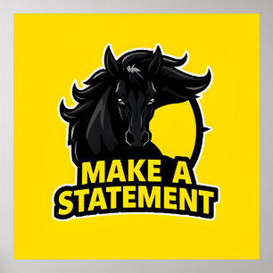 Poster Cavalo Preto Ousado com Texto Motivacional