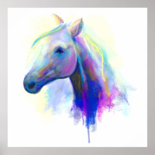 Pôster Cavalo principal multi-colorido abstrato