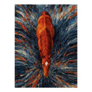 Pôster Cavalo Radiante Vista Superior Vibrante Impasto Ab
