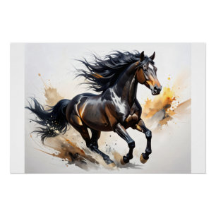 Pôster Cavalo selvagem abstrato em movimento