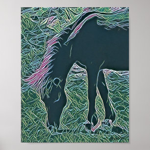 Poster Cavalo selvagem que pasta em bancos de Shackleford