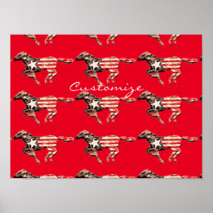 Poster Cavalo Sinalizador Americano Executando Thunder_Co