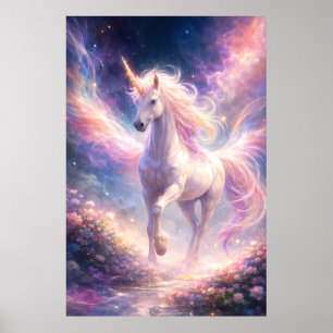Poster Cavalo Unicórnio Alado Etéreo de Luz   ManJiangHon