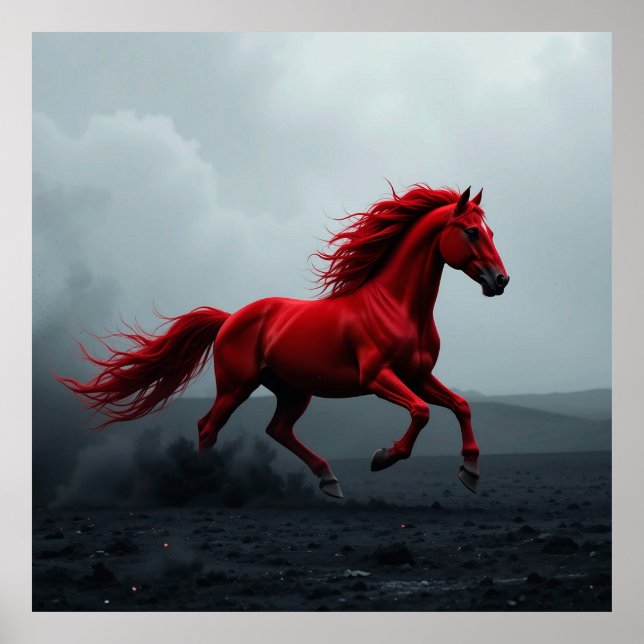 Poster Cavalo Vermelho Majestoso Correndo (Frente)