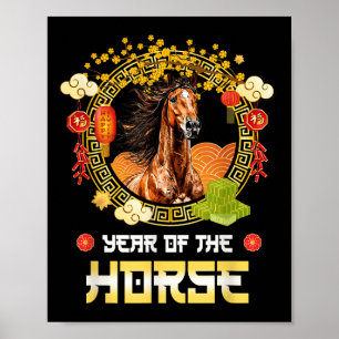 Poster Cavalo Vintage 2026 Ano Novo Chinês Do Cavalo
