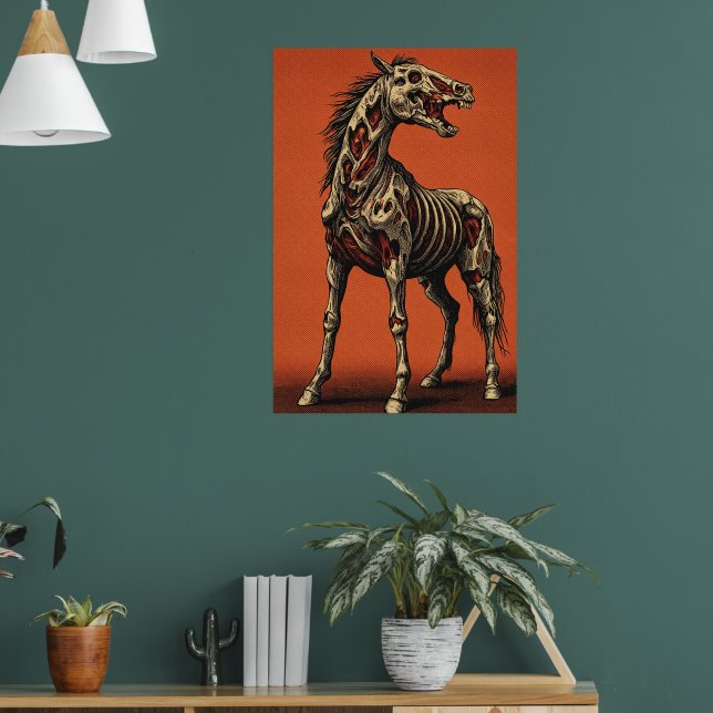 Poster Cavalo Zumbi em Cena Laranja Ousada (Sala de Estar 1)