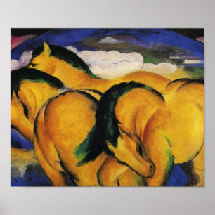 Poster Cavalos Amarelos de 1912 por Franz Marc
