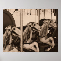 Cavalos Carrossel Silenciosos Em Sepia Brown