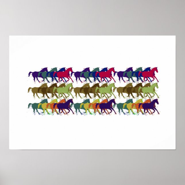 Pôster cavalos coloridos (Frente)