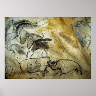 Pôster Cavalos da caverna de Chauvet e a outra pintura