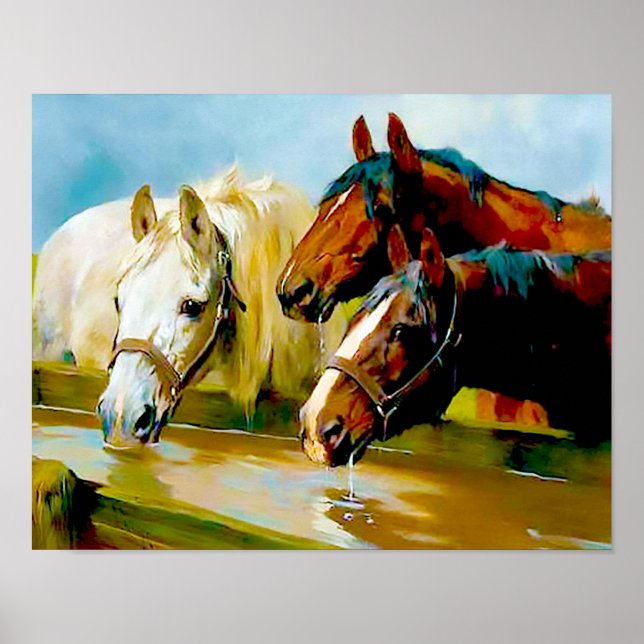 Poster Cavalos da Sociedade de Temperatura por Arthur War (Frente)