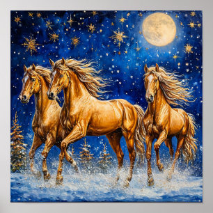 Poster Cavalos de Cartoon Bonitos