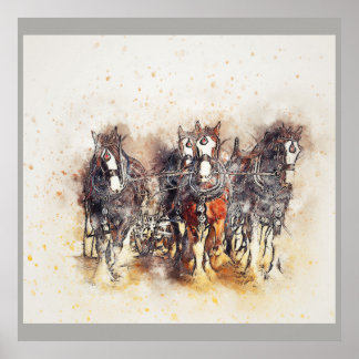 Pôster Cavalos de Rascunho, Trabalho de arte de Clydesdal