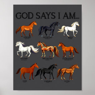 Poster Cavalos Deus Diz Que Eu Sou Fofa Menina Cristã Ado