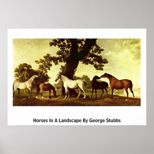 Poster Cavalos Em Uma Paisagem Por George Stubbs (Frente)