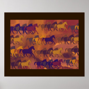 Poster cavalos impressos correndo