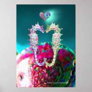 POSTER CAVALOS-MARINHOS APAIXONADOS, MÃE DE PÉROLA AZUL T