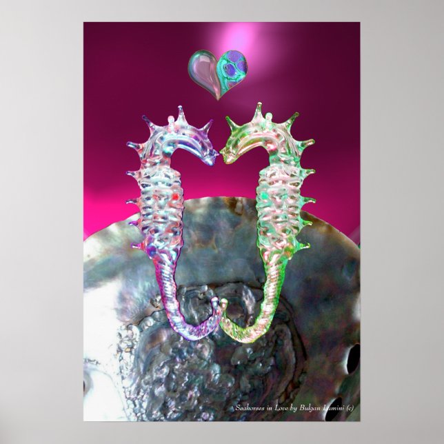 PÔSTER CAVALOS-MARINHOS APAIXONADOS PINK FUCHSIA MÃE DE P (Frente)